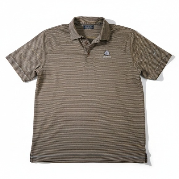 Straight Down Other - Straight Down Mens Palmilla Golf Polo Shirt Brown Stripe Short Sleeve XL